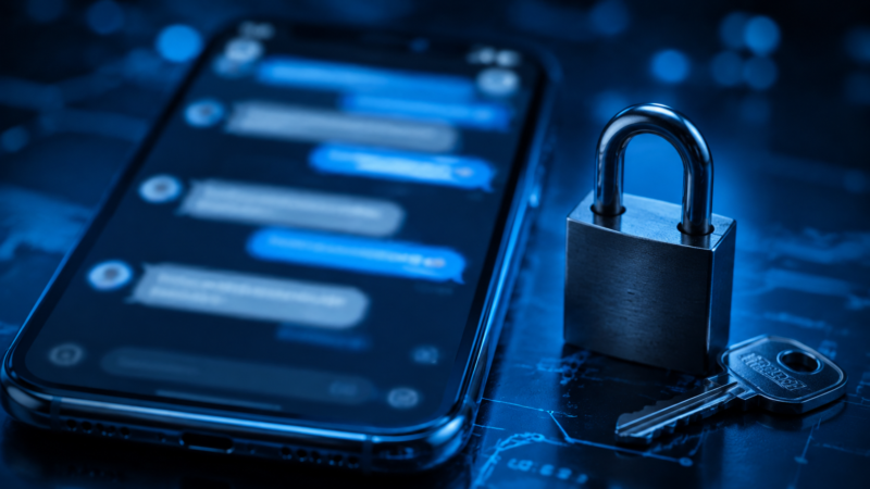 Teléfono móvil junto a un candado y una llave que representan protección contra estafas digitales.
