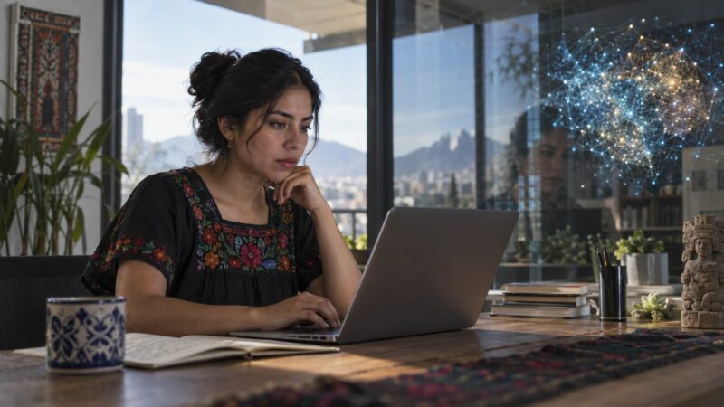 Escritorio con calendario digital, lista de tareas y archivos organizados en una computadora portátil.